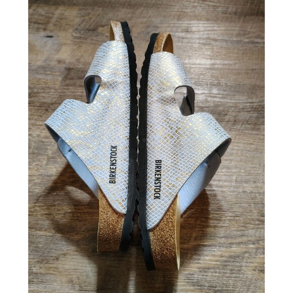 Birkenstock Arizona Womens 10 US 41 EU Shiny Python Two Strap Slide Sandals Blue - Picture 6 of 10